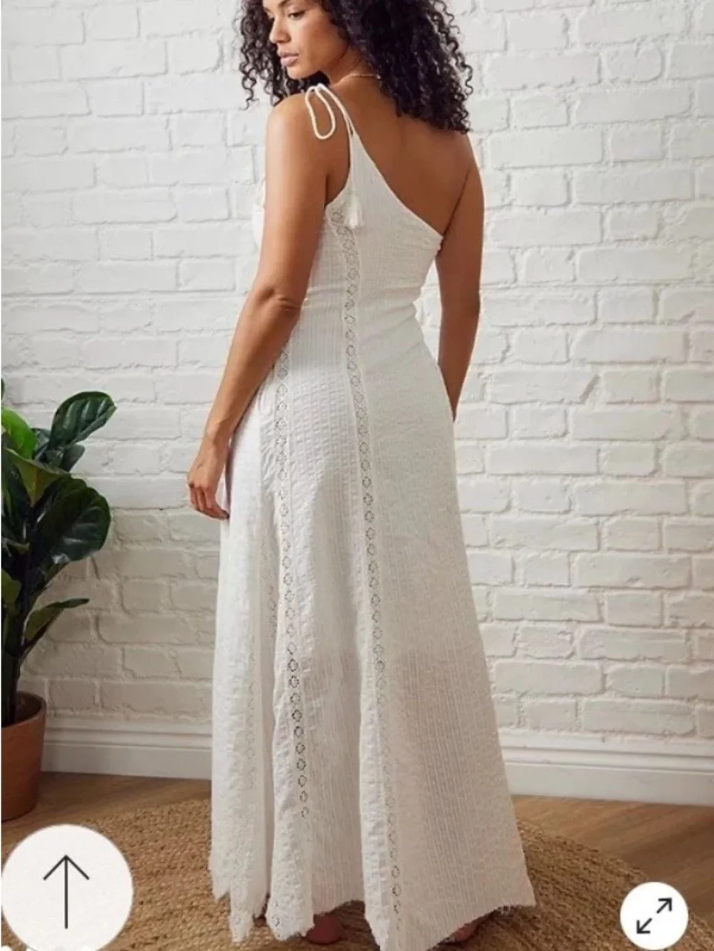 NWT Free People Bella One-Shoulder Maxi Dress M Ivory Lace Boho Raw Hem Whimsy.